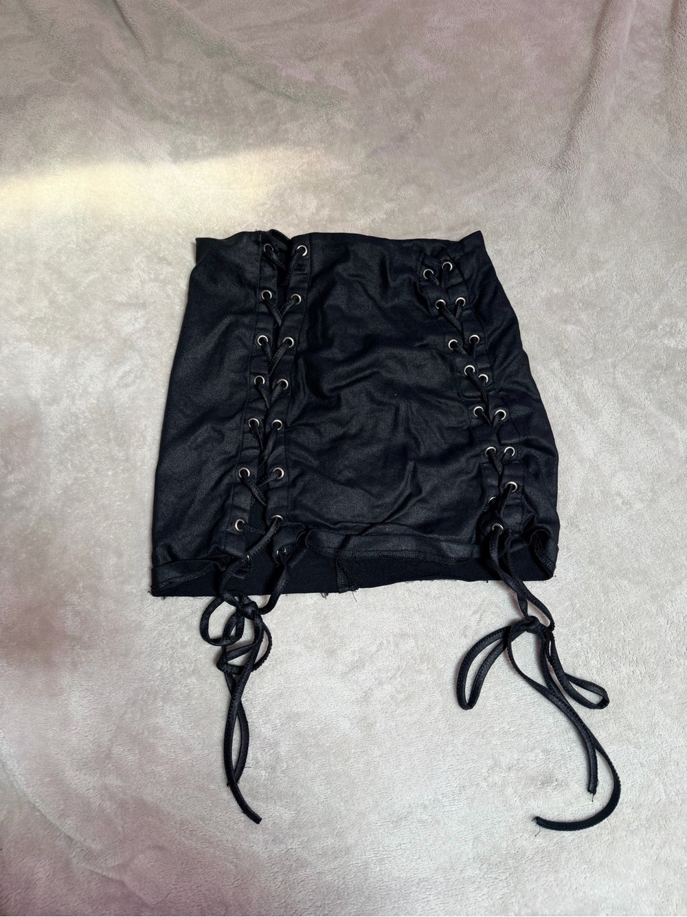 SHEIN Black Lace-Up Side-Tie Mini Skirt